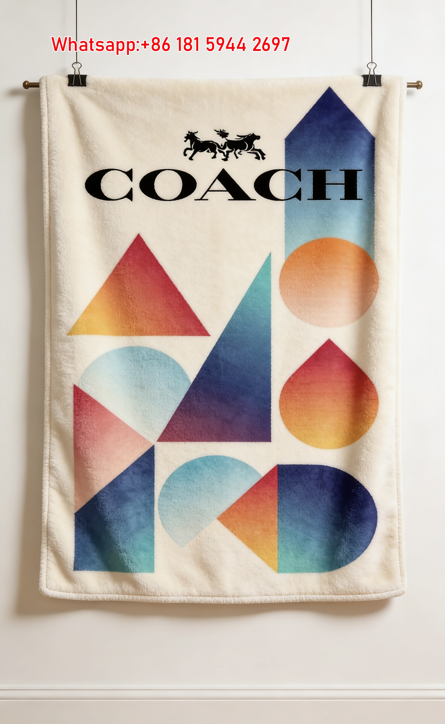 COACH Colorful Geometric Art Print Flannel Throw Blanket for Couch C290